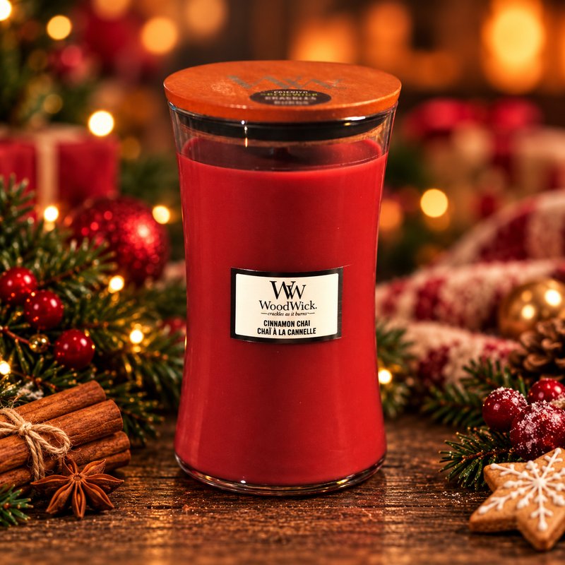 Svíčka WoodWick Cinnamon Chai